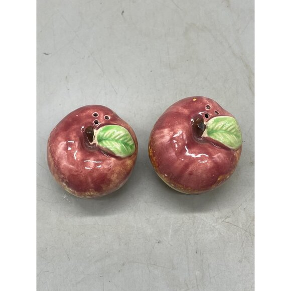 vintage apple salt pepper shakers made in Japan red yellow 2" READ - Picture 4 of 5